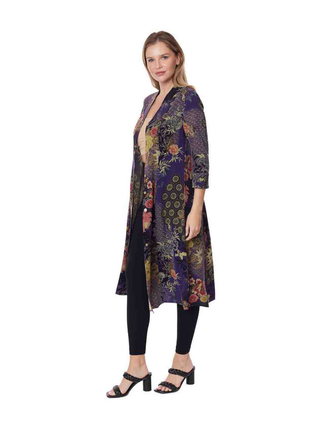 Tianello Sueded "Window Payne" CUPRO™  Print "Sakora Nights" Long "Suzy"  Duster Jacket/Dress