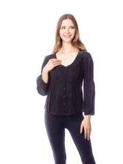 Tianello  - Sueded CUPRO Rayon Georgette "Yeva"  Blouse-Black