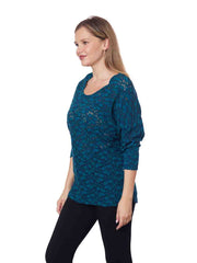 Tianello "Florissa" Knit Jersey "Gaby" Blouse - Midnight Teal