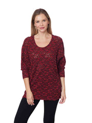 Tianello "Florissa" Knit Jersey "Gaby" Blouse - Pomegranate