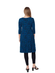 Tianello "Kitori" Knit Jacquard "Ballet" Dress-Midnight Teal