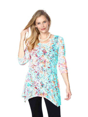 Tianello "Mystic" Print Cotton Burnout "Asbury" Tunic-Wash-Mint