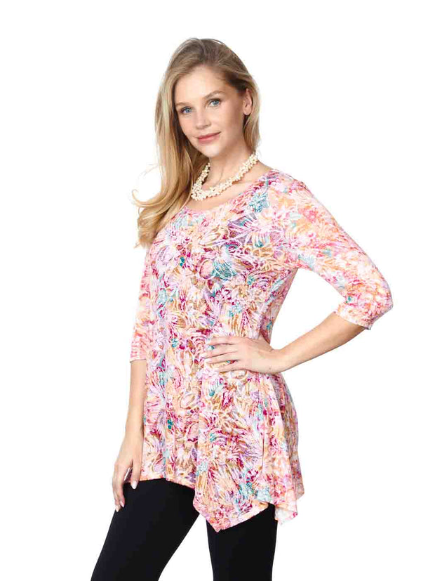 Tianello "Mystic" Print Cotton Burnout "Asbury" Tunic-Wash