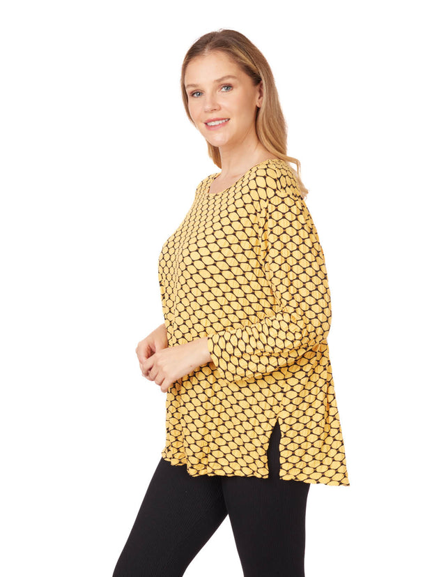 Tianello Honeycomb Knit Jersey "Martha" Blouse-(Oversized Fit)-Nectar Yellow