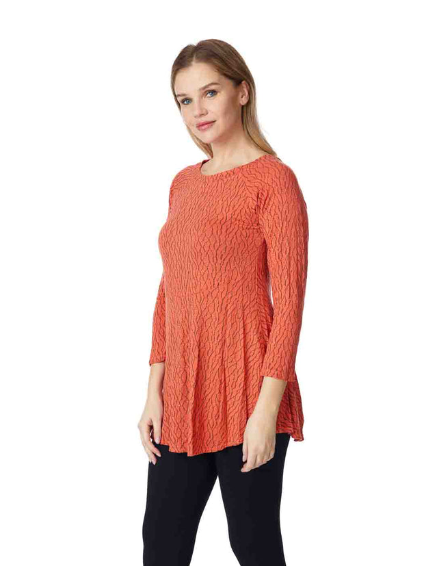 Tianello  "Sequoia" Printed Knit "Sochie" Tunic-Monarch Coral