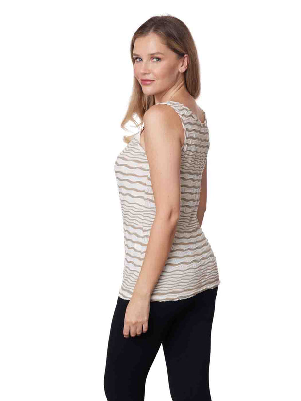 Tianello Taupe "Stripe" Knit "Heidie" Tank