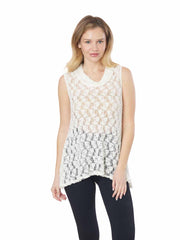 Tianello "Kimba" Knit Lace "Briata" Sleeveless Cowl Neck Tunic