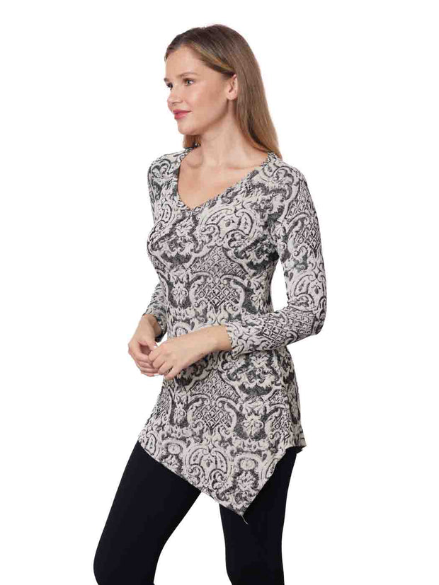 Tianello "Adele" French Knit Jacquard "Toni" Tunic