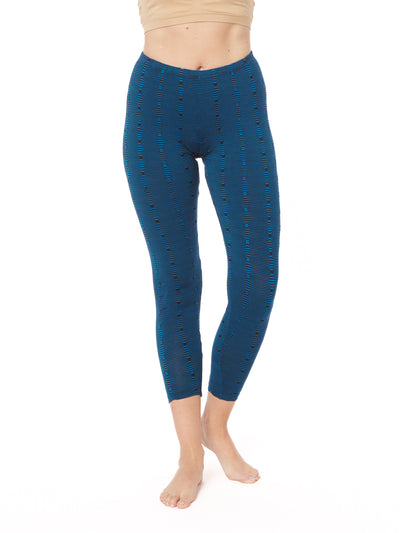 Tianello  "FRENCH" Jaquard Knit Classic Legging-Midnight Teal