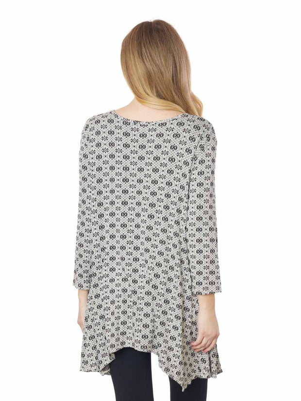 Tianello Plus Sized &nbsp;"LeVille" French Knit Jersey Jacquard "Asbury" Tunic