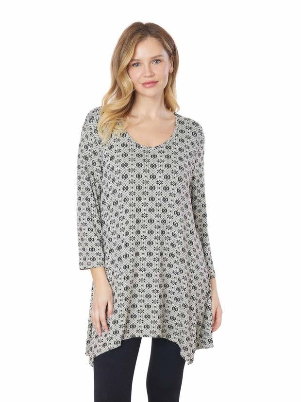 Tianello Plus Sized &nbsp;"LeVille" French Knit Jersey Jacquard "Asbury" Tunic
