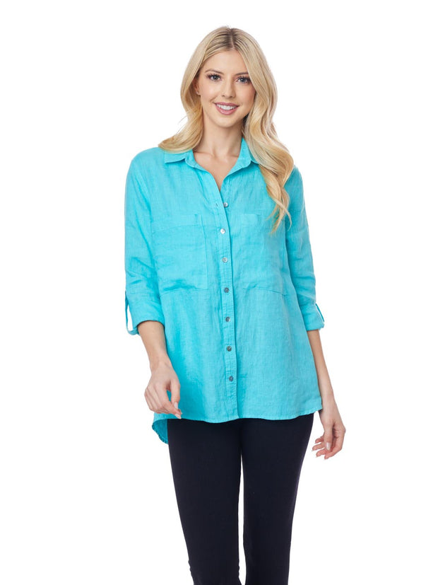 Tianello   "HANKY" Linen  "Boyfriend" Shirt-Big Shirt