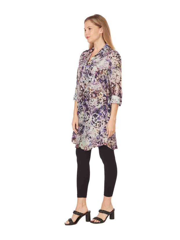 Tianello Print "Bhakti"  Linen "Savoir" Shirt Dress