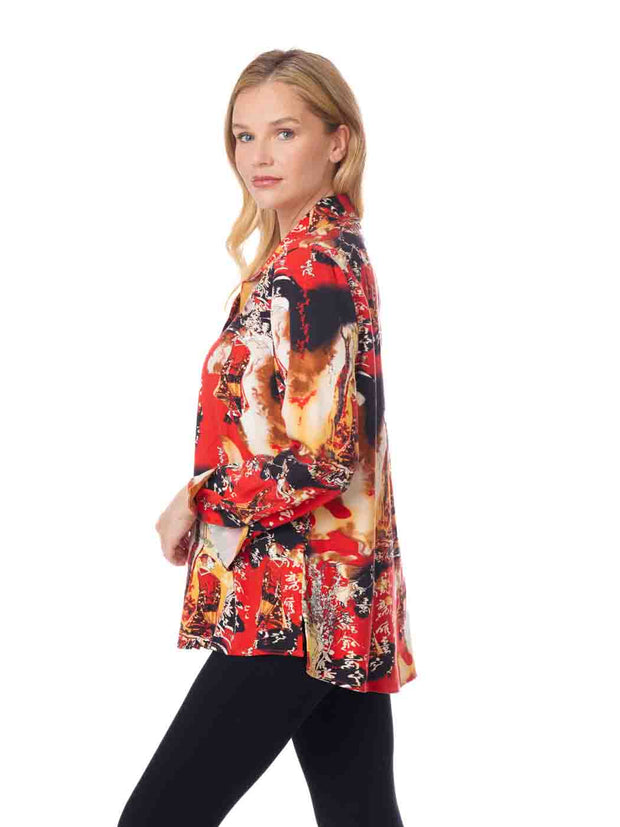 Tianello TENCEL™ Print "Princess Masumi"  Print "Loving" Blouse-RED