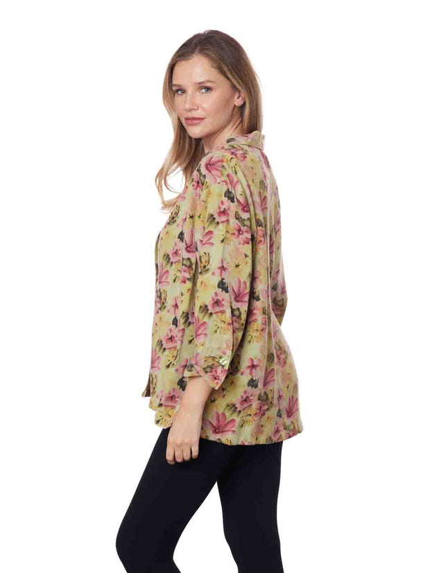 Tianello TENCEL™ "Descanso" Print "Aida" Blouse-Tea Green