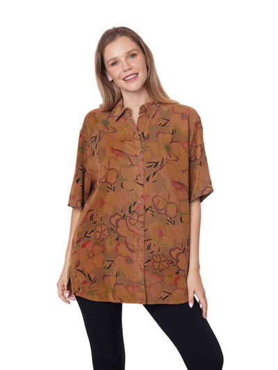 Tianello Print "Gaudi" TENCEL™ "S. S. Camp Shirt" - OVERSIZED