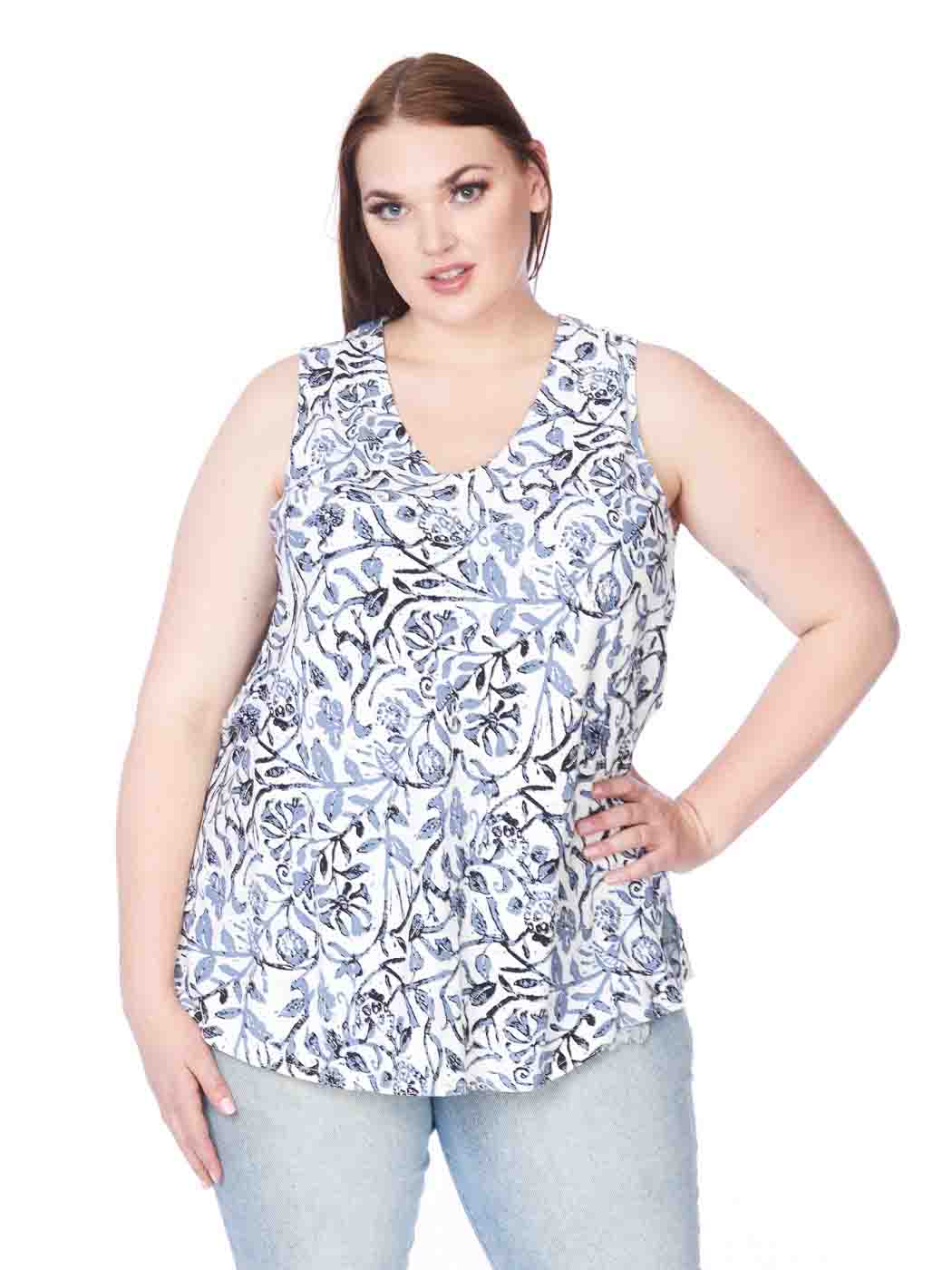 Tianello Plus sized TENCEL™ Erika Bias Tank - Slate / 3X