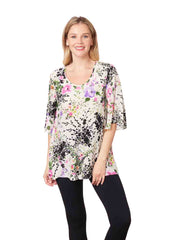 Tianello "Bliss Shadow" print 100% Washable Silk "Alena" Blouse