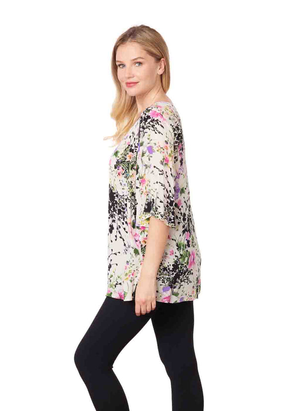 Tianello "Bliss Shadow" print 100% Washable Silk "Alena" Blouse