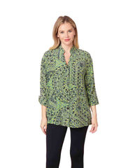 Tianello "Mezzo" Print Washable Silk "Taipei" Blouse-Hot Apple