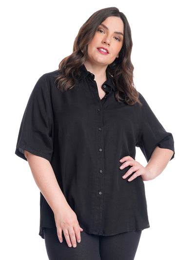 Tianello  TENCEL™ Plus Sized  S.S. Christiana Shirt-Black