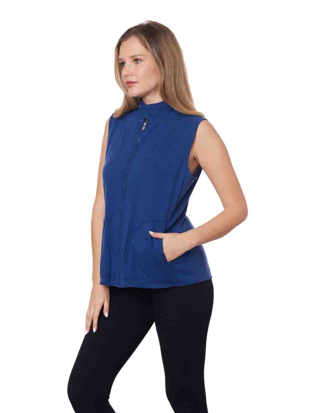 Tianello TENCEL™ - Cotton Knit Sleeveless "Oxford" Vest Jacket with Side Pockets