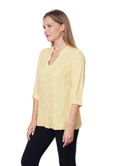 Tianello TENCEL™ Jacquard Garment Dyed "Hali" Blouse-Marigold