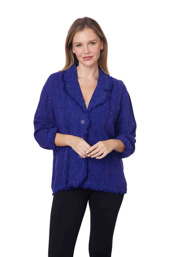 Tianello PLUS SIZED TENCEL™  "Paisley" Jacquard  "Penelope" Blouse / Jacket Purple