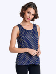 Taupe "Honeycomb" Knit Jacquard Crop Tank-Cobalt