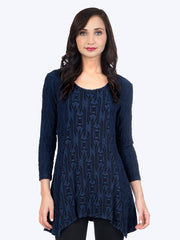 Tianello "Ukah"  Knit Jersey Jacquard "Aston" Tunic-Cobalt