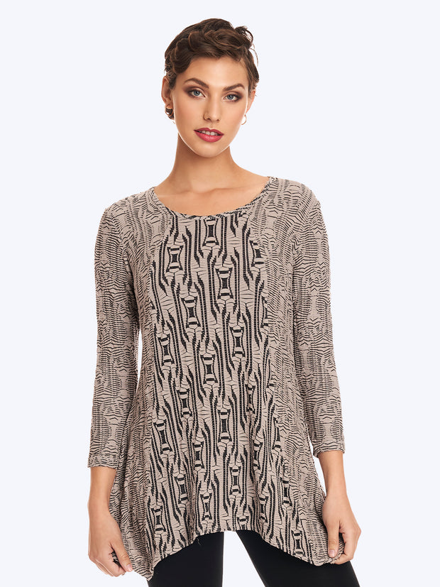 Tianello "Ukah"  Knit Jersey Jacquard "Aston" Tunic-Slate