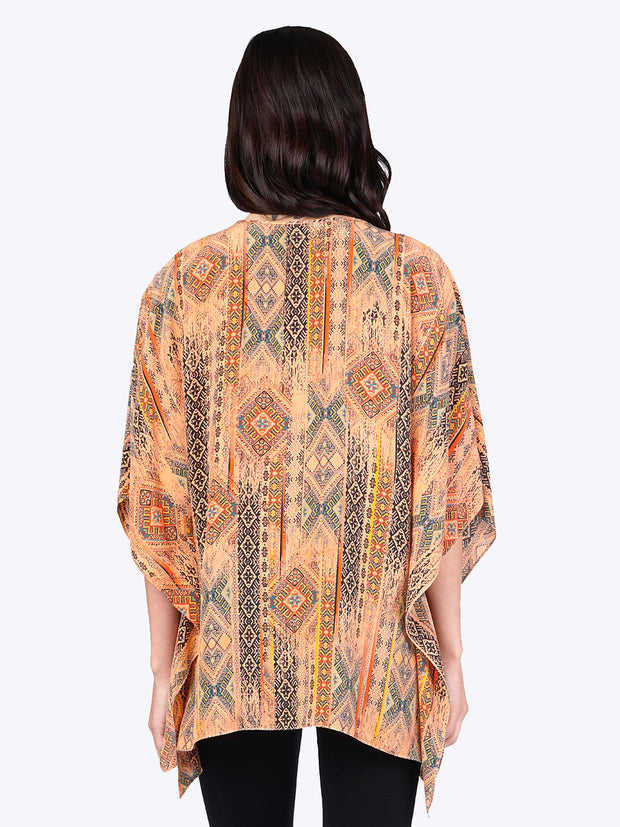 Tianello Byzantine Washable Silk Ceravé Kaftan -Orange Cream