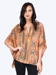 Tianello Byzantine Washable Silk Ceravé Kaftan -Orange Cream